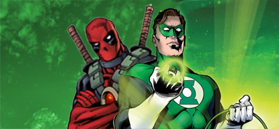 Apparently Green Lantern's secret identity is Deadpool...