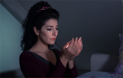 Don't worry, Troi. Face of the Enemy is less than half a decade away...
