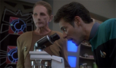Sadly, the story does not feature DS9's first CSI montage...