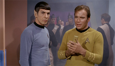 "Smoke coming from the computer banks? Natives standing confused in the corridor? I believe our work here is done, Mr. Spock..."