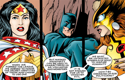 I love how batman even sits dramatically during Justice League meetings...