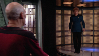 Picard is beaming with enthusiasm to have her on board...