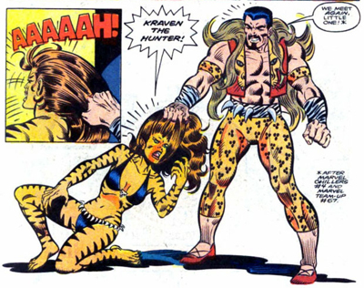 Tigra's troubles really kicked into high-gear when Kraven decided tiger-stripe pants were the fashion of 1985...