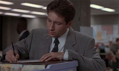 Ah, paperwork, the most rewarding part of Mulder's job...