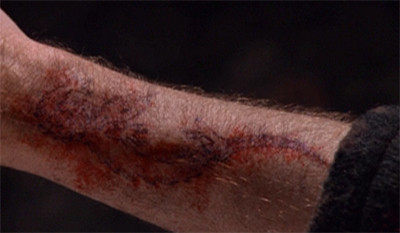 The boy with the lizard tattoo...