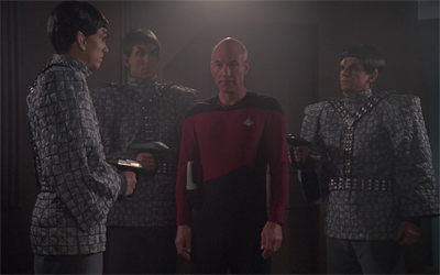 Picard is clearly out of practice at this whole "away team" lark...