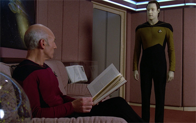 Picard gets ready to throw the book at him...