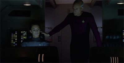 I love how Picard comes so close, but still avoids touching Wesley on the shoulder...