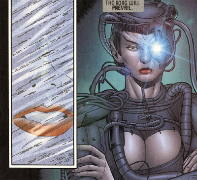 For a Borg drone, she has some pretty strong lipstick...