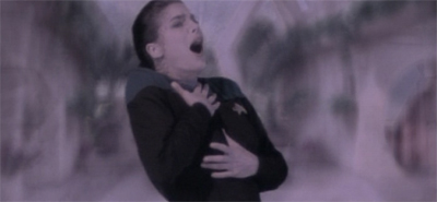 It appears that the toxic smell of the script is suffocating Terry Farrell...