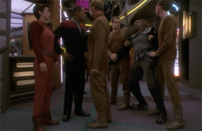 "He's complaining that he won't get to guest star in Voyager until at least Ronald Moore moves over."