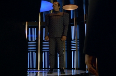 "Hm. You appear to have beamed me up in my pyjamas..."