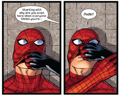 This is a big superhero no no, by the way...