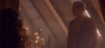 "Oh no, I've wandered into one of Janeway's programmes again, haven't I?"