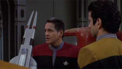 Chakotay isn't even slightly phased...