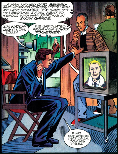 Mulder hates to be interrupted when he's watching his stories...