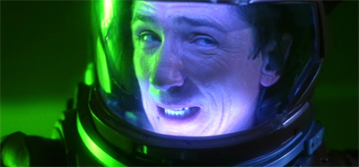 Malcolm turns a bit green when he gets space sick...