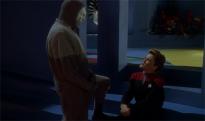 "C'mon, Captain! You'd think we'd be best buddies, given the path you're about to carve for yourself through the Delta Quadrant!"
