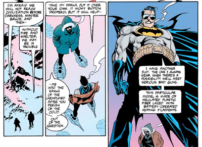 "Have you been wearing that cape under your snow jacket for that dramatic reveal, Master Bruce?"