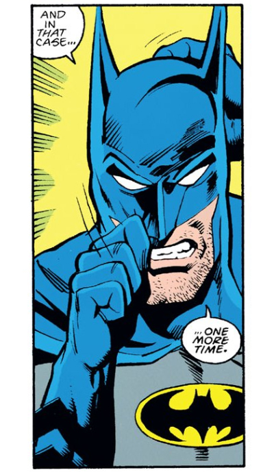 Batman puts his face on...