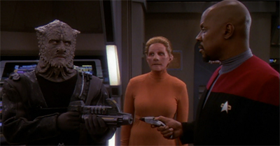 Sisko's decision to improve Dominion/Federation relations by holding a "badass-off" really helped to break the tension.