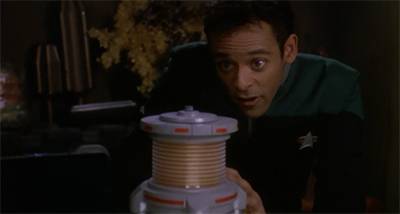 "See, I even found a good use for the device Garak used to torture Odo!"