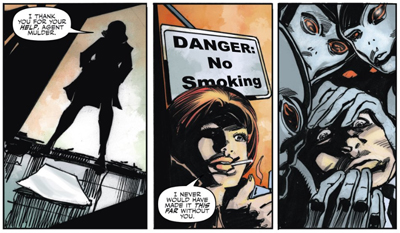 If Mulder weren't a little preoccupied right now, he'd have a killer one-liner...