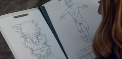 One of the more disappoint elements cut from Morgan's script for The "M" Word is the sequence involving the sketch artist who is really excited to be drawing a monster.