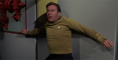 Kirk's back is against the wall.