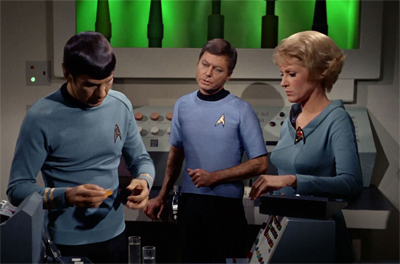 "You know, given that the Scalosians were talking about radiation, should I be worried about all this glowing green stuff in my Sickbay?"