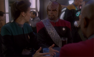"Jadzia, I must insist that you stop making reference to my 'lower bat'leth'."