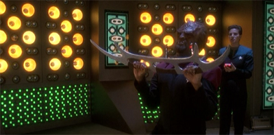 Worf keeps his courting skills sharp.