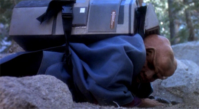 Carrying the episode singlehandedly.