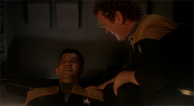 "Dammit, he wasn't even wearing a red shirt. Although the anti-coagulating agent will soon fix that."