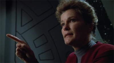 "... a lot of people are spending more time on the holodeck than they are at their posts." Okay. Maybe deranged!Janeway has a point.